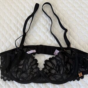 Savage x Fenty Black Lace Unlined Underwire Bra
